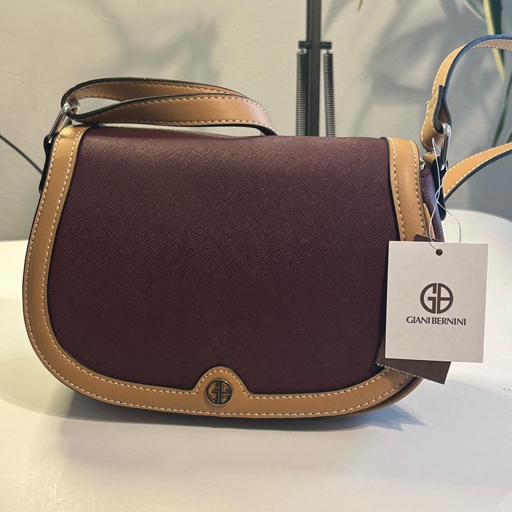 Gianni Bini Saddle Crossbody Bag NWT – Brown & Tan Faux Leather - Picture 3 of 14